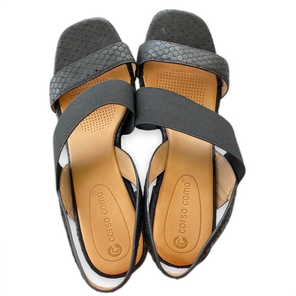 Corso Como Hally 2 Leather Open Toe Strappy Block Heel Sandals - Picture 2 of 8